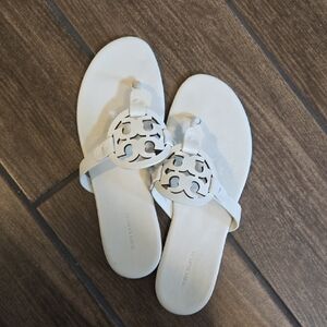 Tory Burch White Slide Sandals